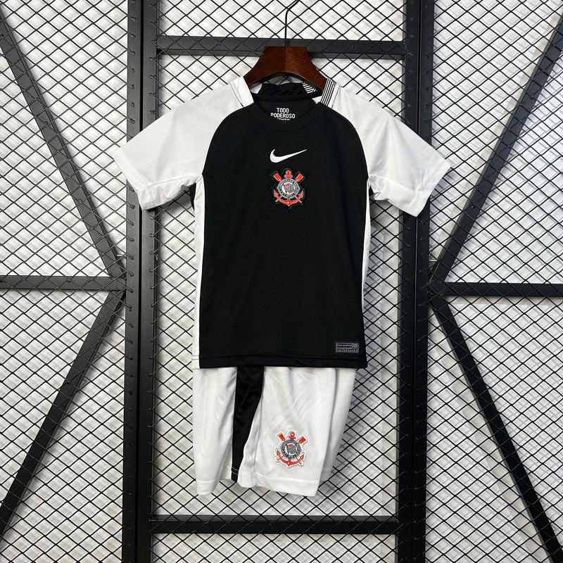 KIT INFANTIL DO CORINTHIANS 25/26 PRETO E BRANCO