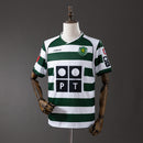 Camiseta vintage de aficionado del Sporting 01/03, color verde y blanco.