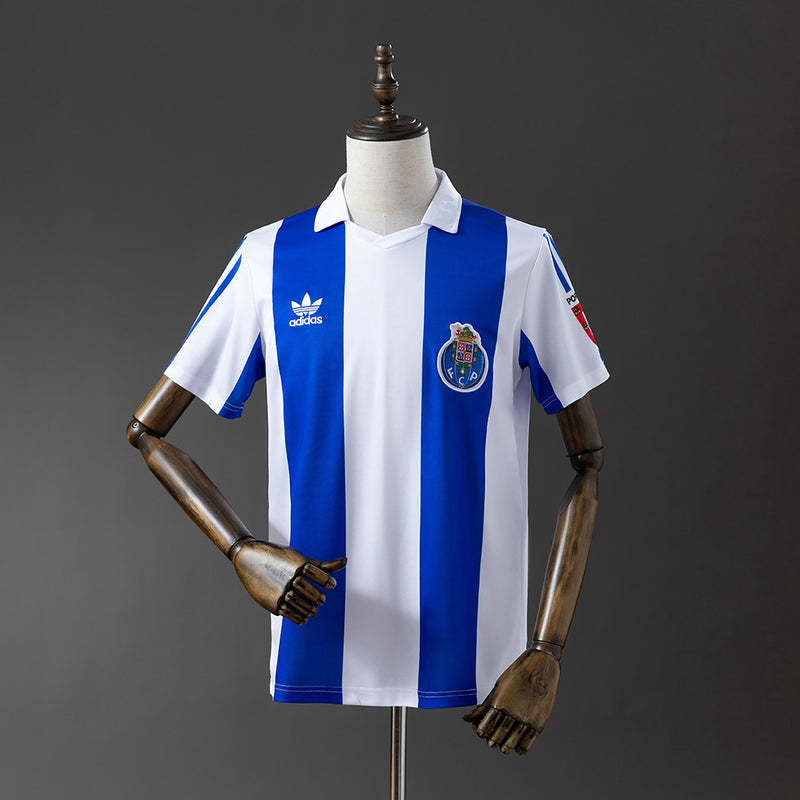 Camiseta vintage de aficionado del Porto 86/87 azul y blanca