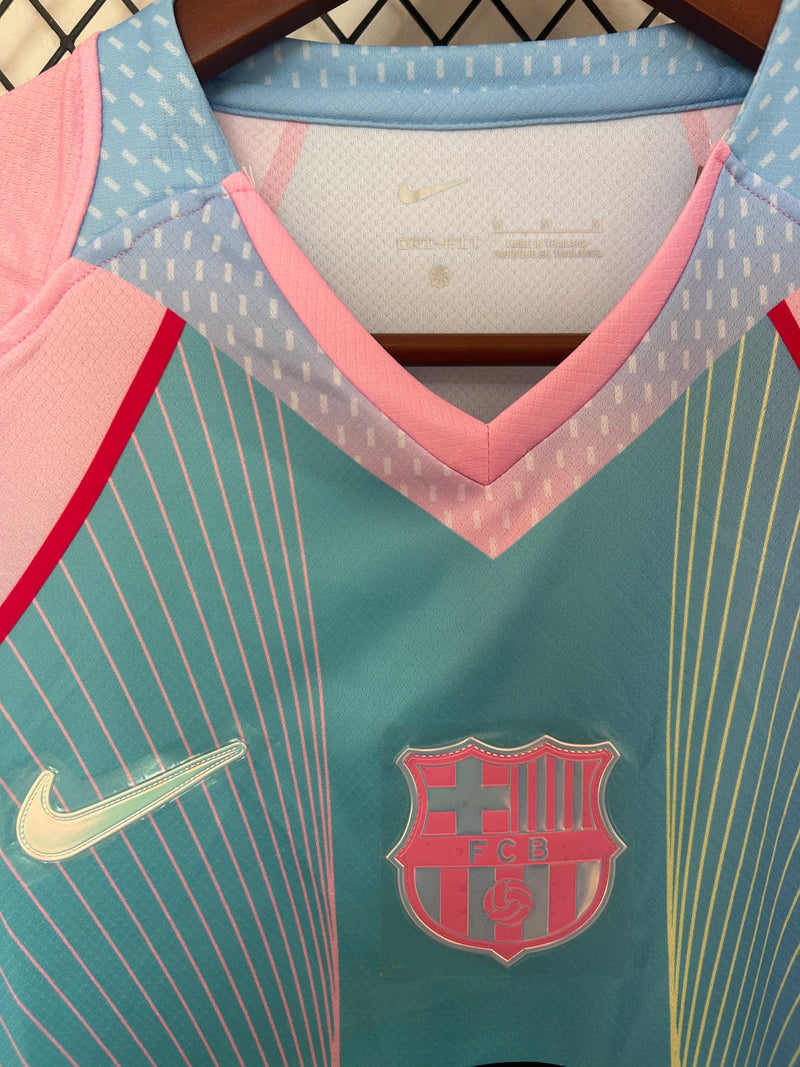 CAMISOLA DO BARCELONA 25/26 EDIÇÃO ESPECIAL AZUL E ROSA