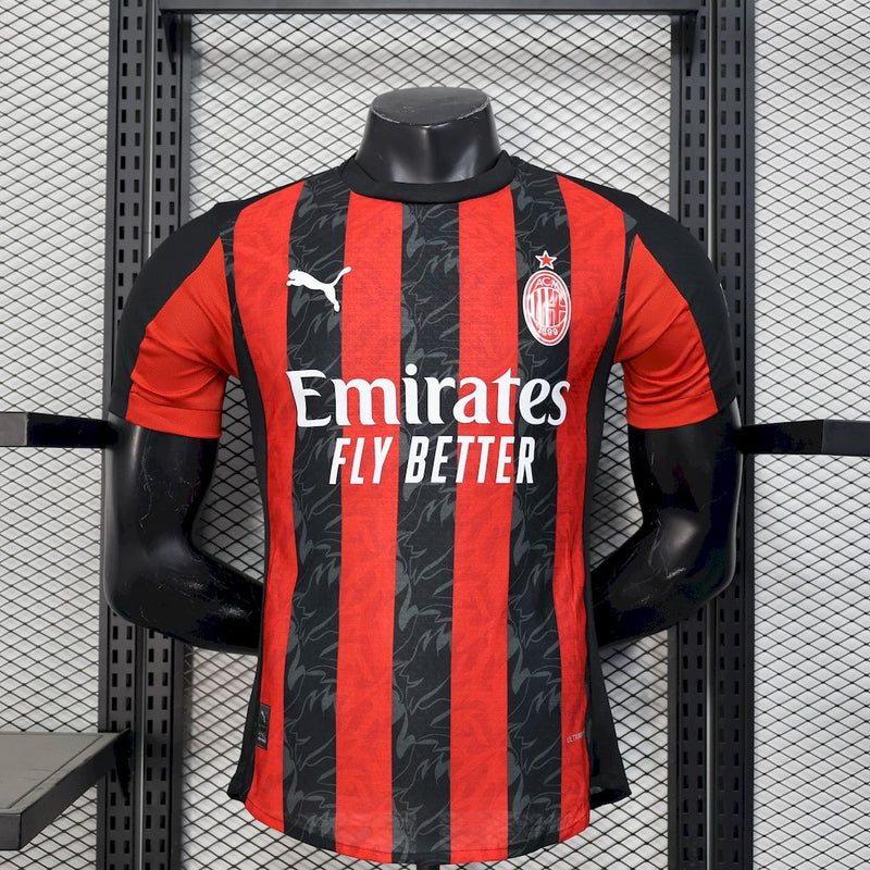 CAMISOLA VERSÃO PLAYER DO MILAN 25/26 VERMELHO E PRETO