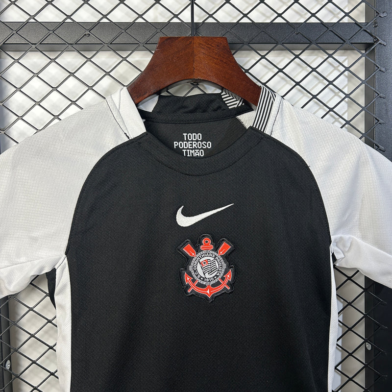 KIT INFANTIL DO CORINTHIANS 25/26 PRETO E BRANCO
