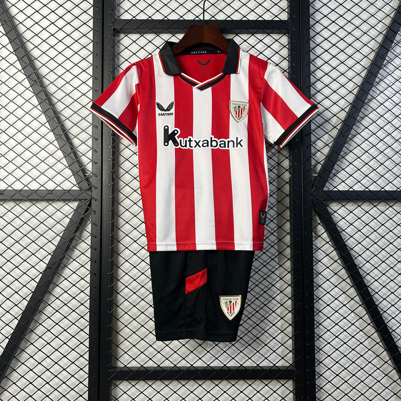 KIT INFANTIL DO ATLETIC BILBAO 25/26 VERMELHO E BRANCO