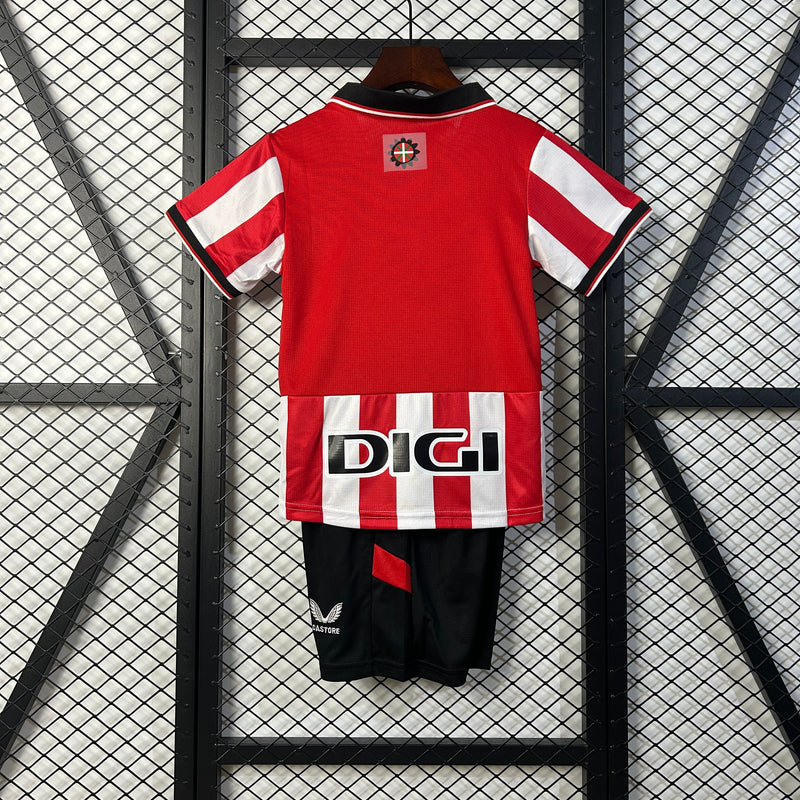 KIT INFANTIL DO ATLETIC BILBAO 25/26 VERMELHO E BRANCO